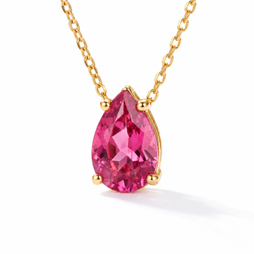 Pear-Cut Pink Tourmaline Solitaire Necklace in Solid Gold, main image — AI-generated design representation