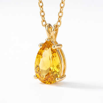 Pear-Cut Yellow Sapphire Solitaire Necklace in Solid Gold, main image — AI-generated design representation