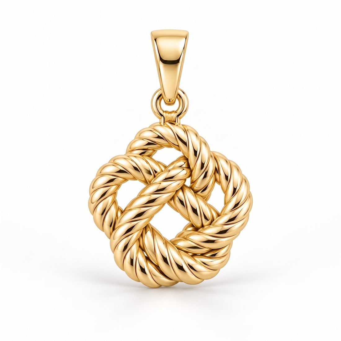 Nautical Rope Knot Gold Pendant front catalog view on white background