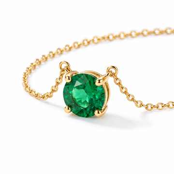Round-Cut Emerald Solitaire Necklace in Solid Gold, main image — AI-generated design representation