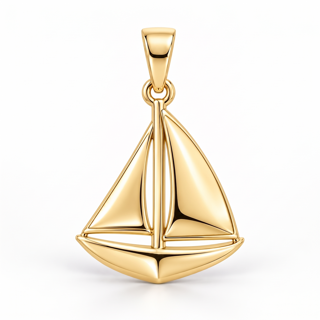 Sailboat Gold Pendant front catalog view on white background