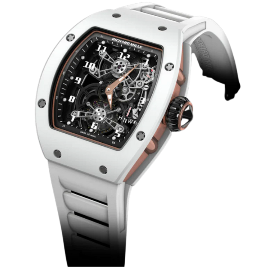 Richard Mille RM 17-01 Red Gold Ceramic Diamond-Set White Rubber Strap Skeleton Dial Rubber Strap luxury watch at 1Luxury Miami
