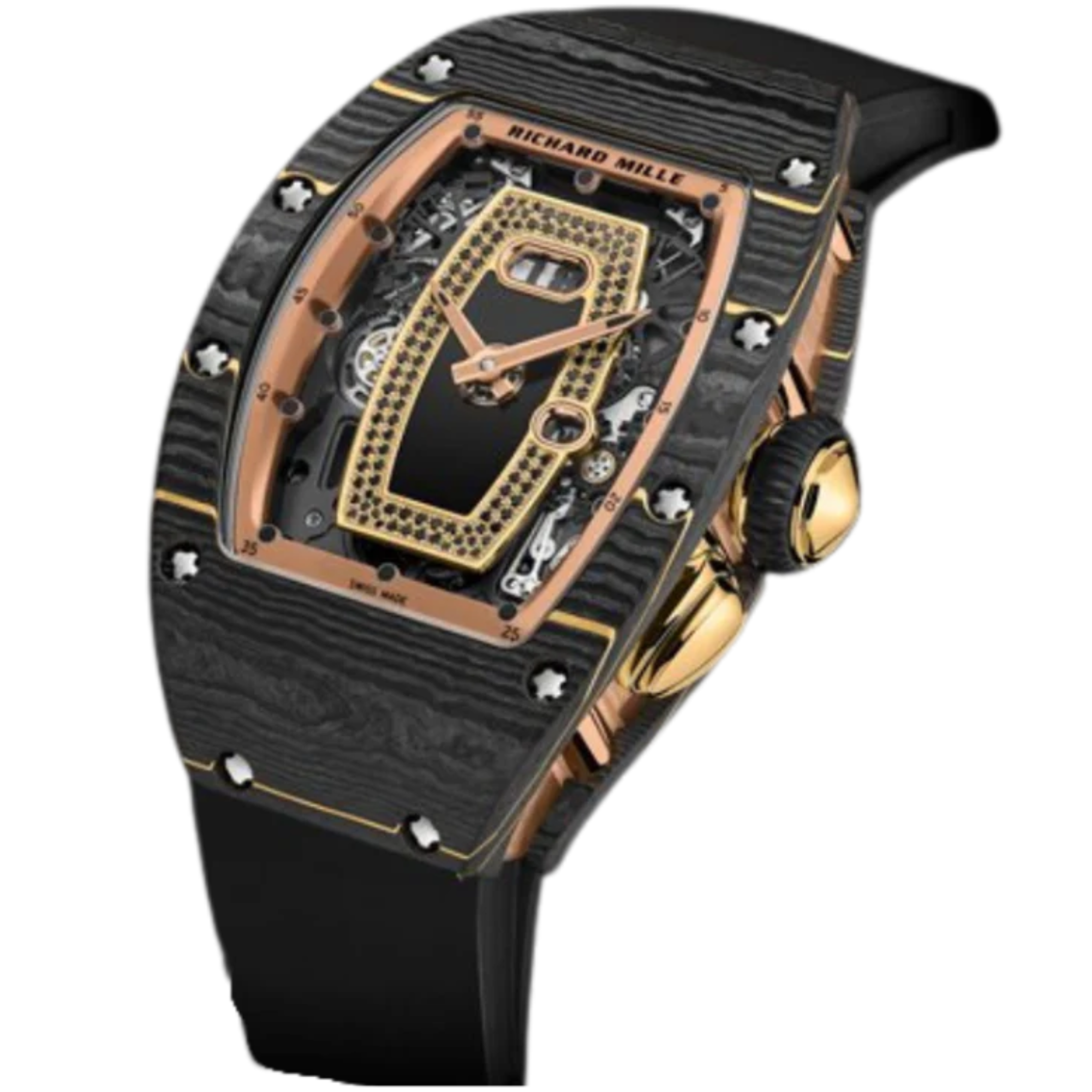 RM 037 Ladies’ Carbon Rubber Strap Carbon Gold Case