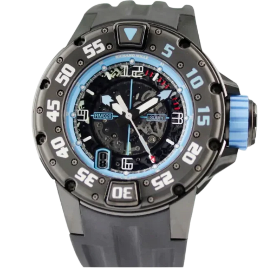 Richard Mille RM 028 Titanium Diamond-Set Rubber Strap luxury watch at 1Luxury Miami