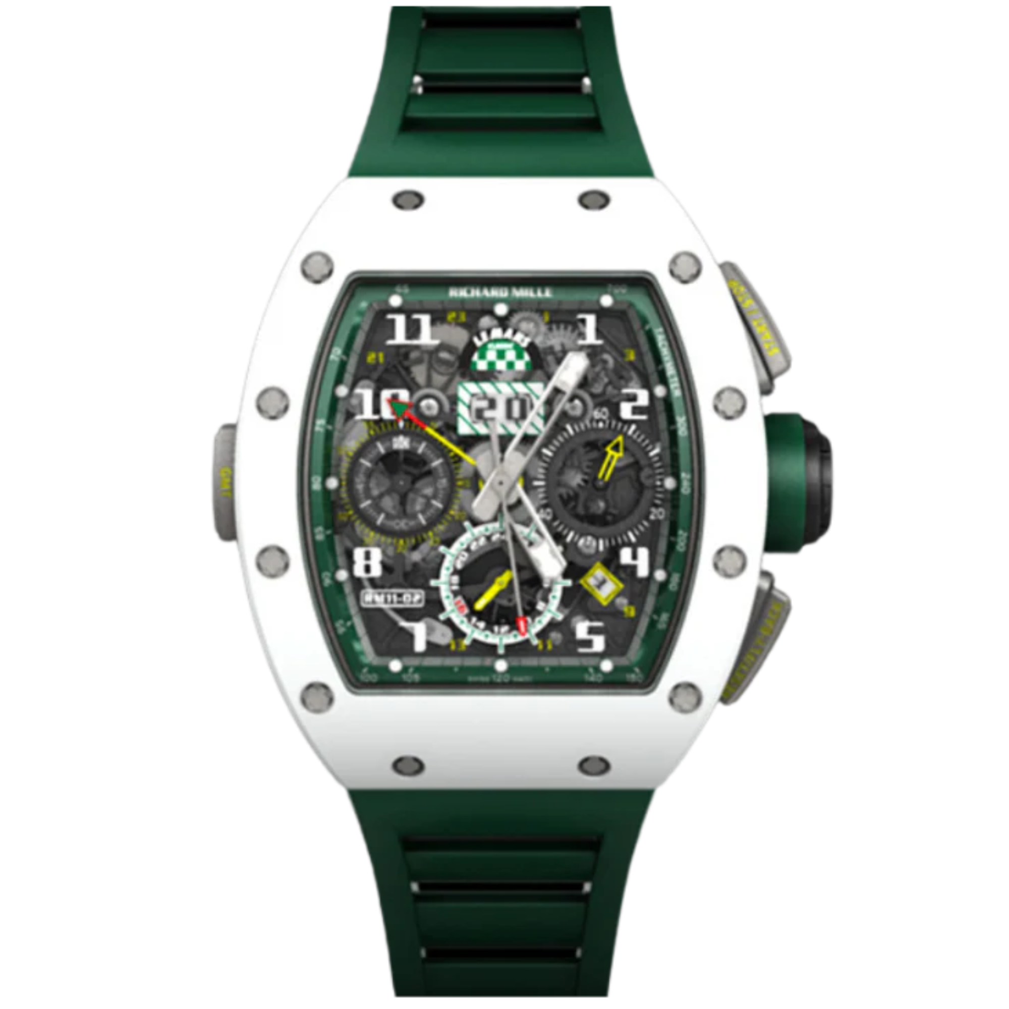 RM 011-02 Le Mans Classic Rubber Strap Skeleton Dial White ATZ Ceramic Case