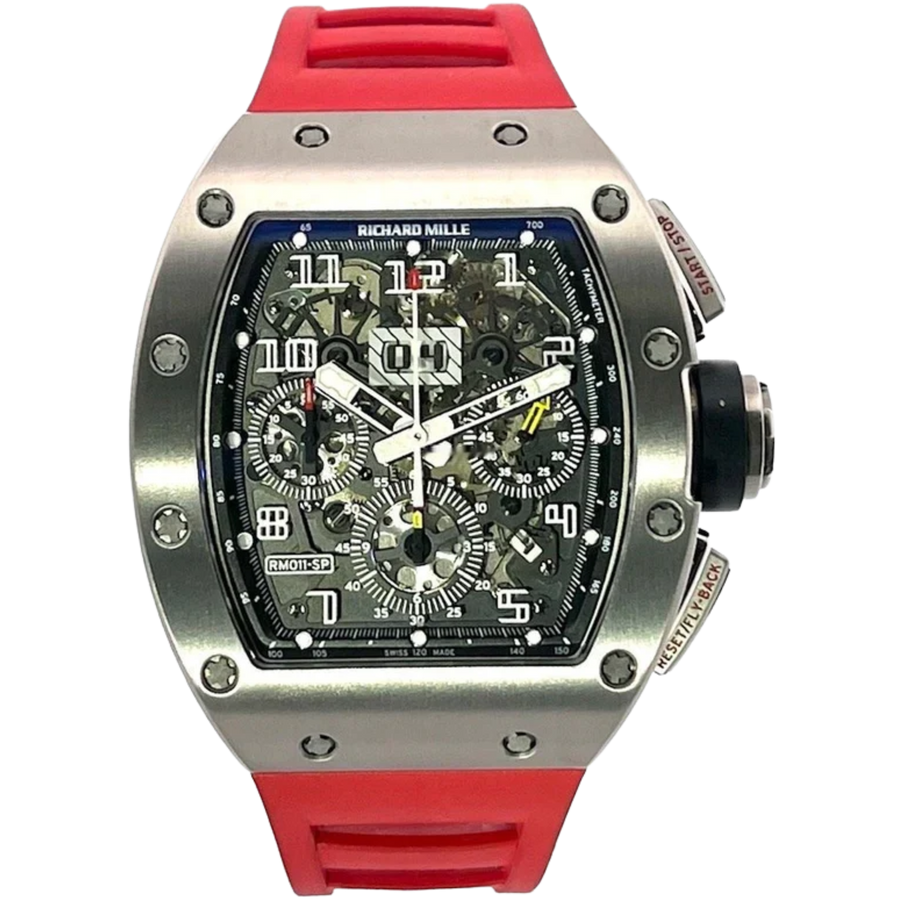Richard Mille RM 011 Titanium Diamond-Set Rubber Strap luxury watch at 1Luxury Miami
