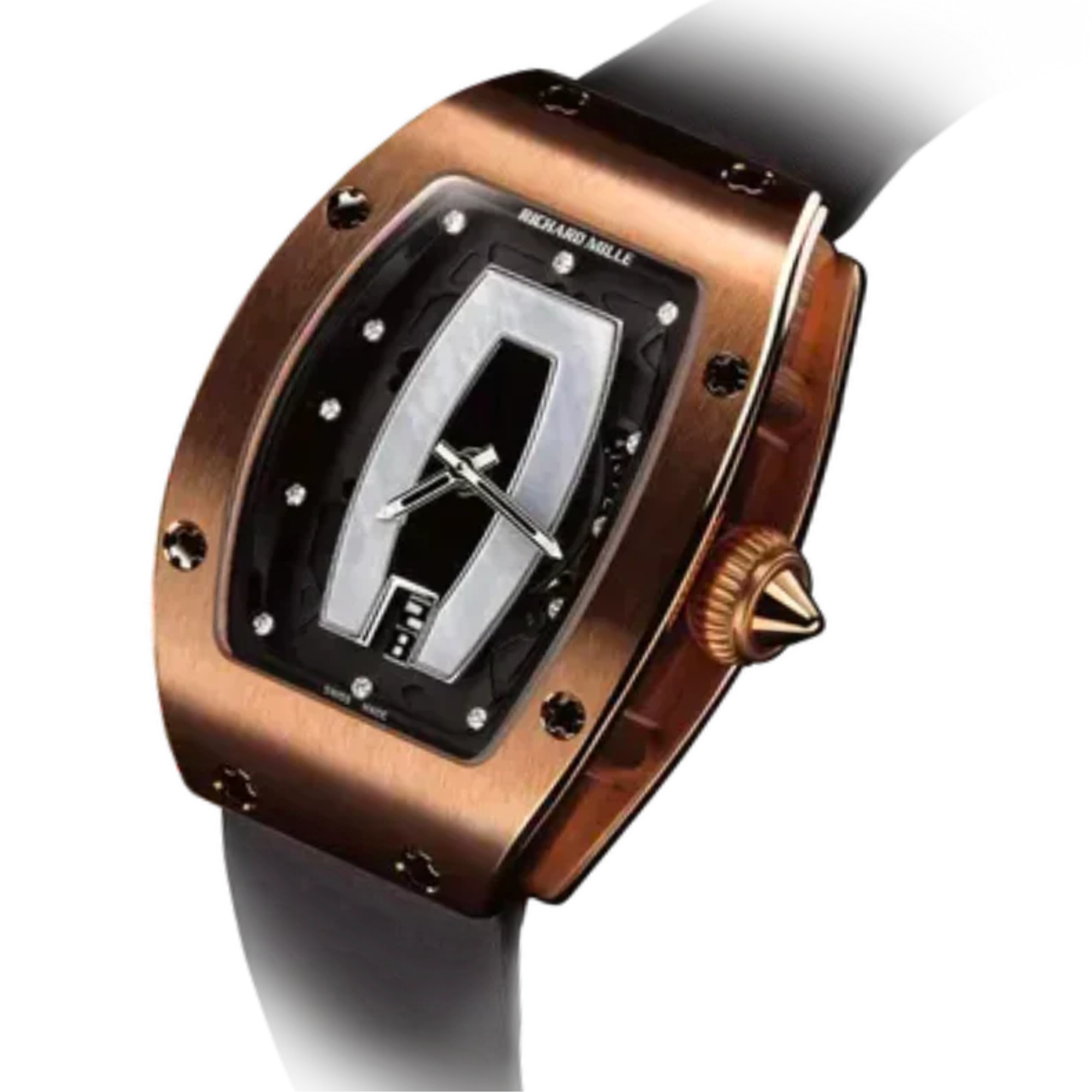 RM 007 Automatic Rubber Strap White Gold Case