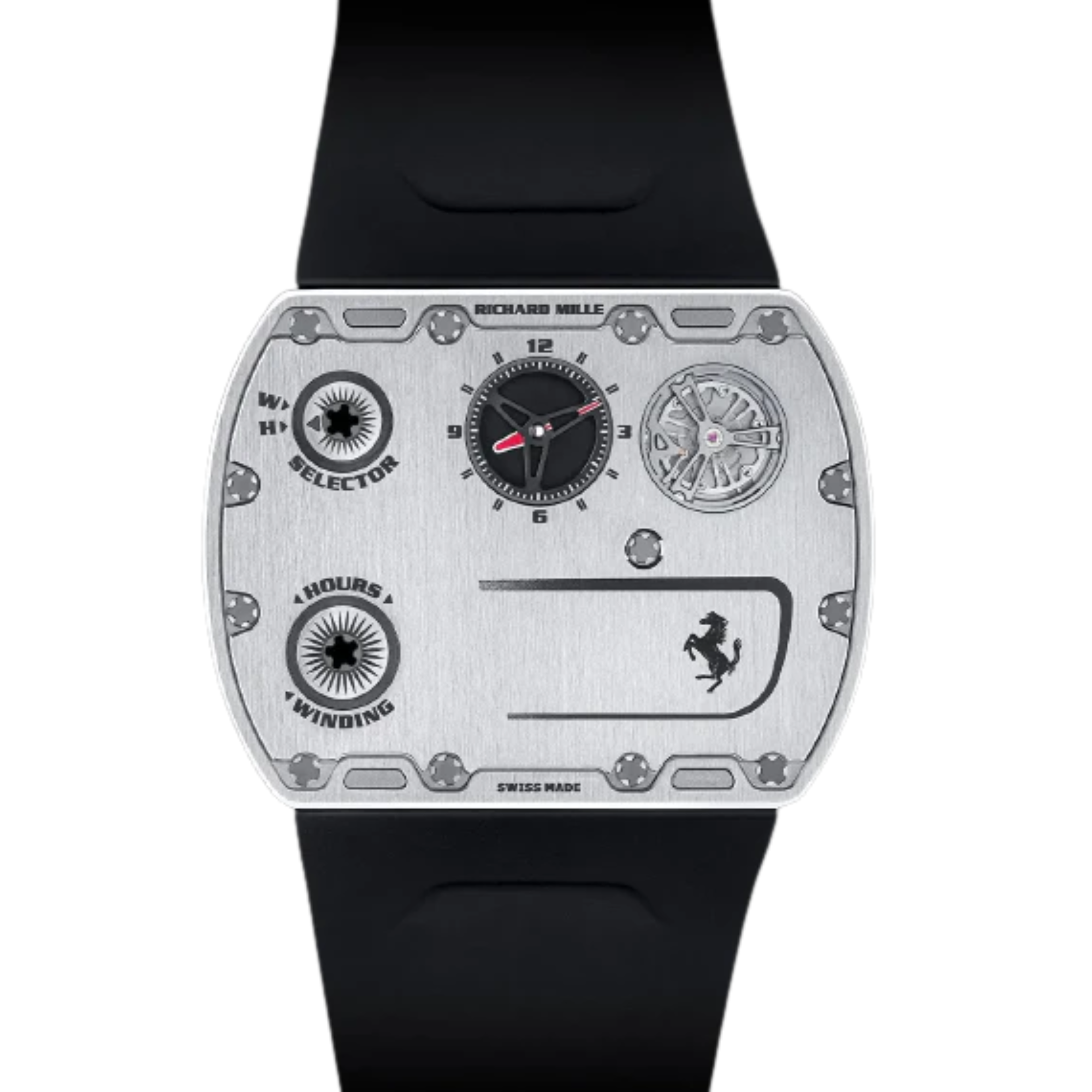Rm-Up-01-Ferrari Manual Winding Ultraflat Rubber Strap Entire Case Is Machined From Grade 5 Titanium