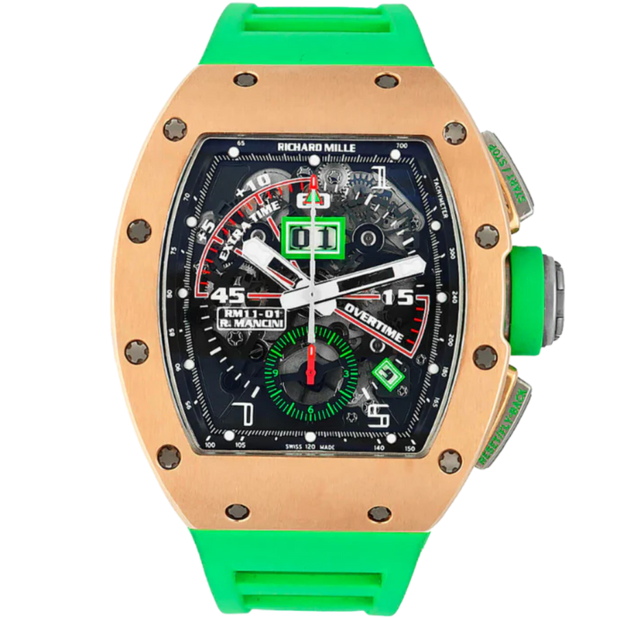 Richard Mille RM 011 Rose Gold Diamond-Set Rubber Strap luxury watch at 1Luxury Miami