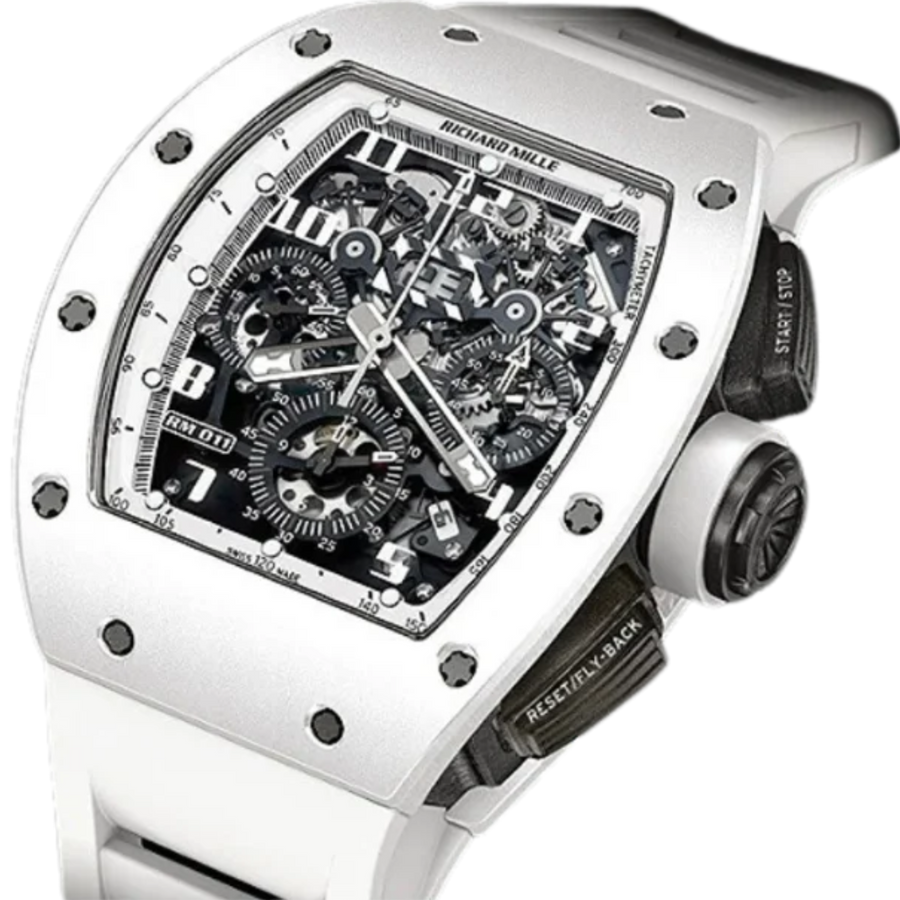 Richard Mille RM 011 Ceramic Diamond-Set Rubber Strap luxury watch at 1Luxury Miami