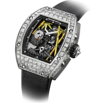 RM 26-01 Tourbillon Panda Black Alligator Strap White Gold Diamond Set Case