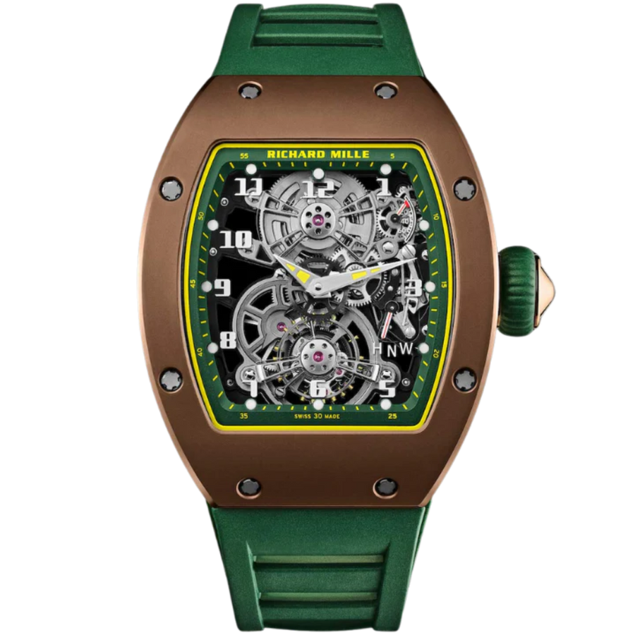 Richard Mille RM 17-01 Titanium Diamond-Set Brown Cermet Rubber Strap Skeleton Dial Rubber Strap luxury watch at 1Luxury Miami