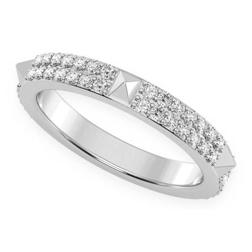 Two Row Spike Diamond Ring 14k Solid Gold 0.50ctw