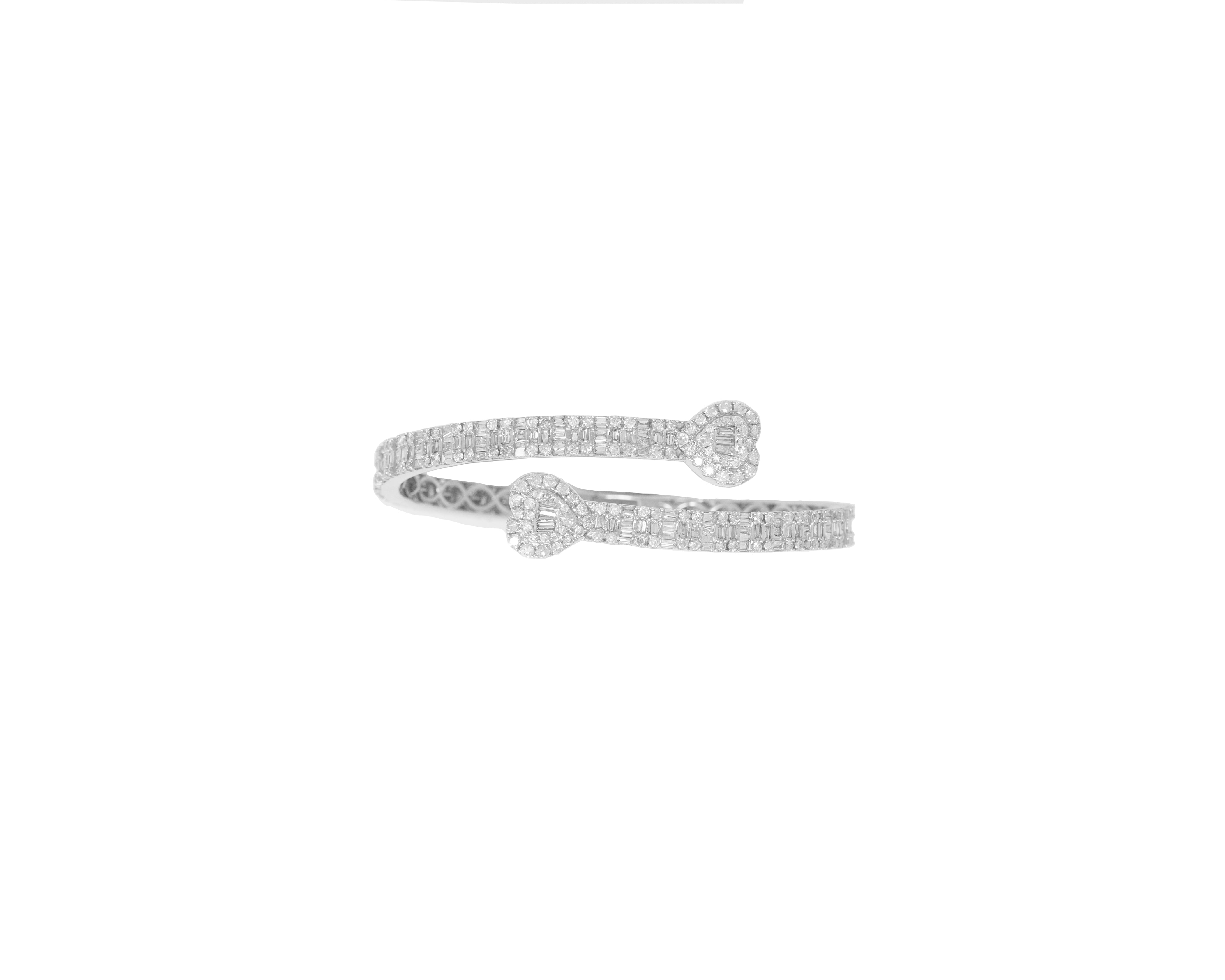 Woman's Heart Shape Baguette Bangle Bracelet