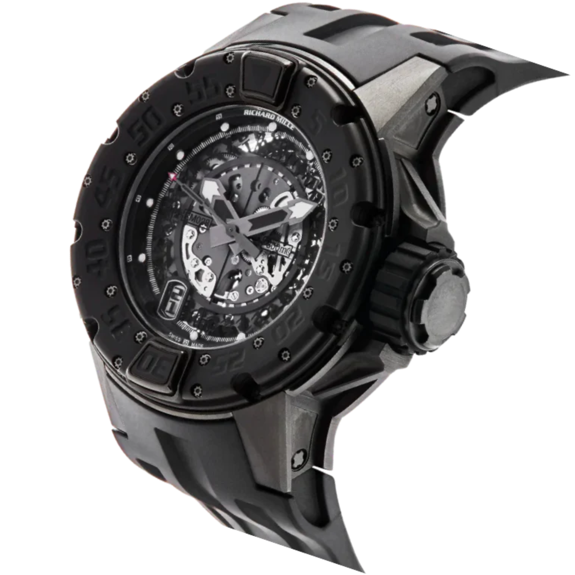 RM 028 Boutique Special Automatic Black Rubber Strap Titanium Case