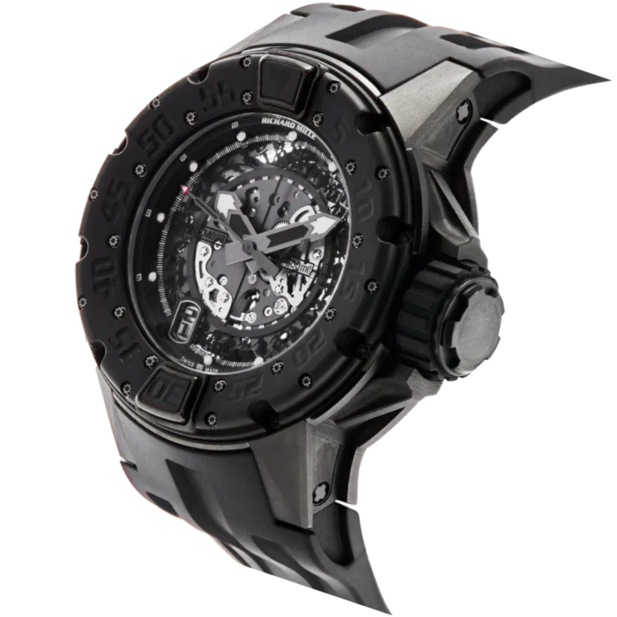 Richard Mille RM 028 Titanium Diamond-Set Rubber Strap luxury watch at 1Luxury Miami