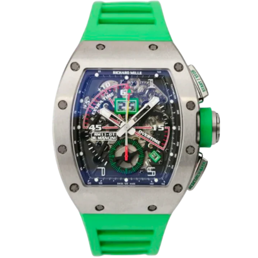 Richard Mille RM 011 Titanium Diamond-Set Rubber Strap luxury watch at 1Luxury Miami