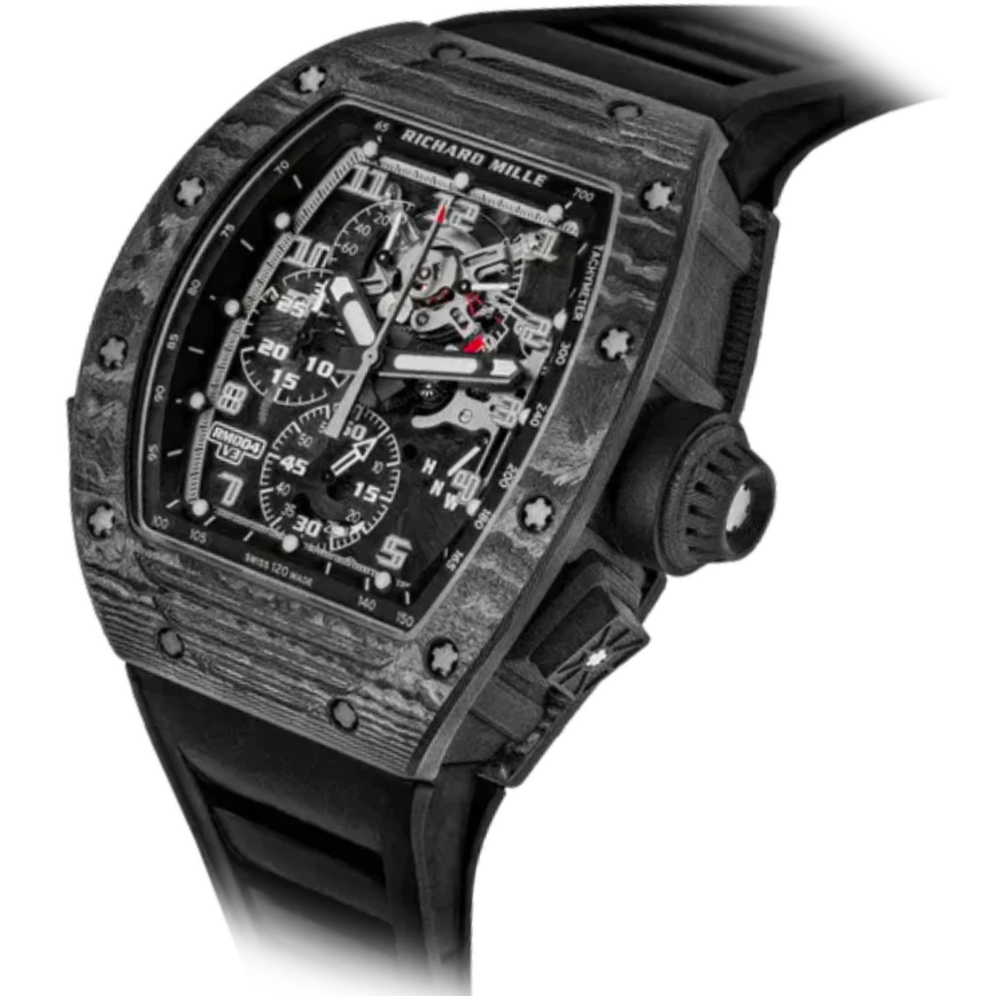 RM 004 Split-Seconds Chronograph V2 and V3 Rubber Strap Carbon Case