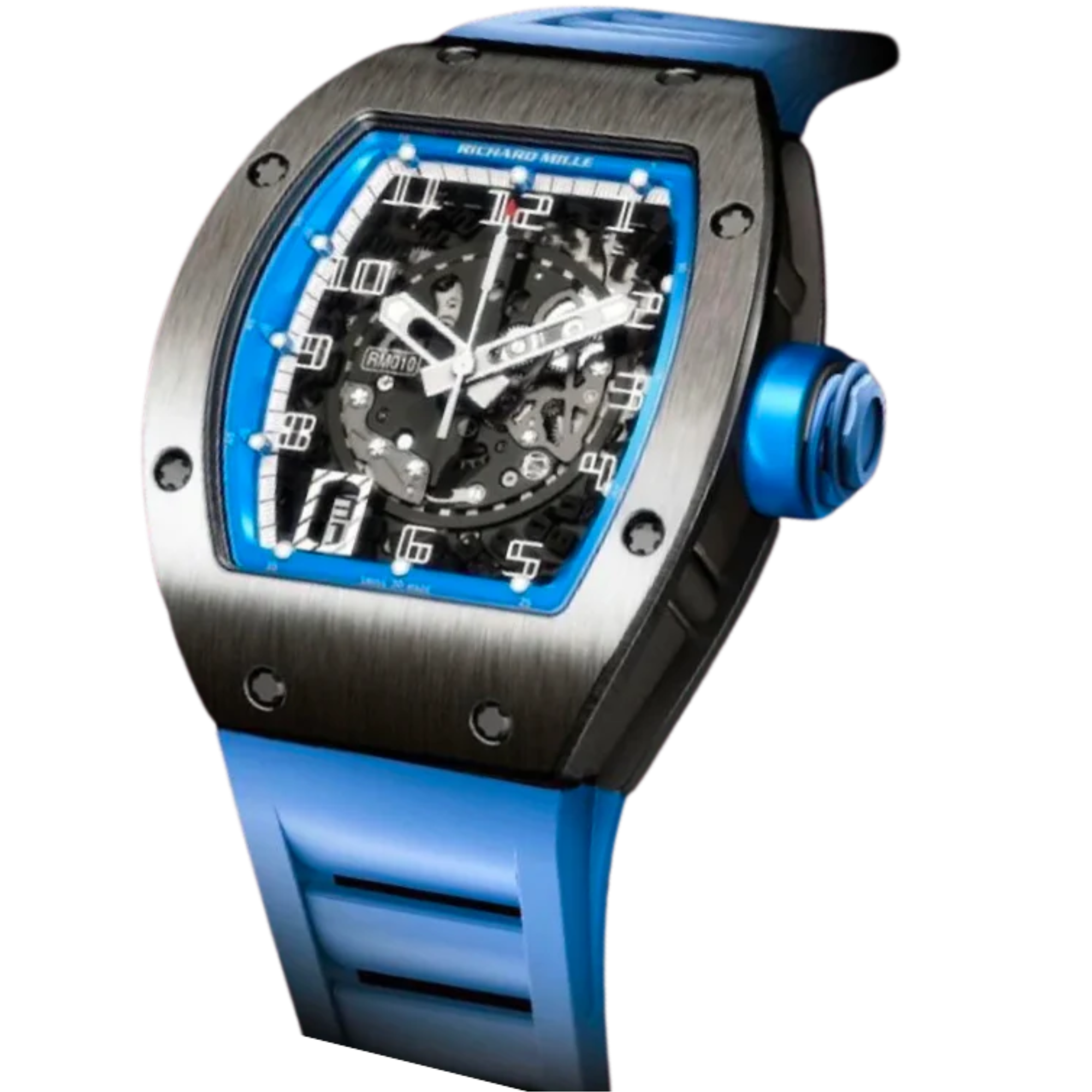 RM 010 Automatic Titanium Light Blue Limited Edition Rubber Strap Titaniun Case