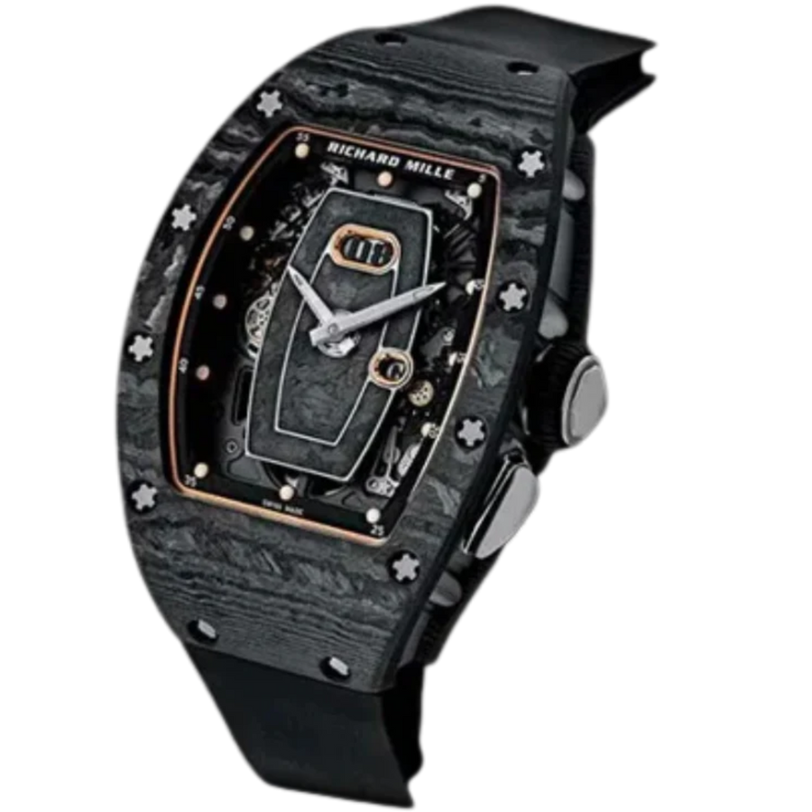 Richard Mille RM 037 Carbon TPT Diamond-Set Skeletonized Dial Rubber Strap luxury watch at 1Luxury Miami