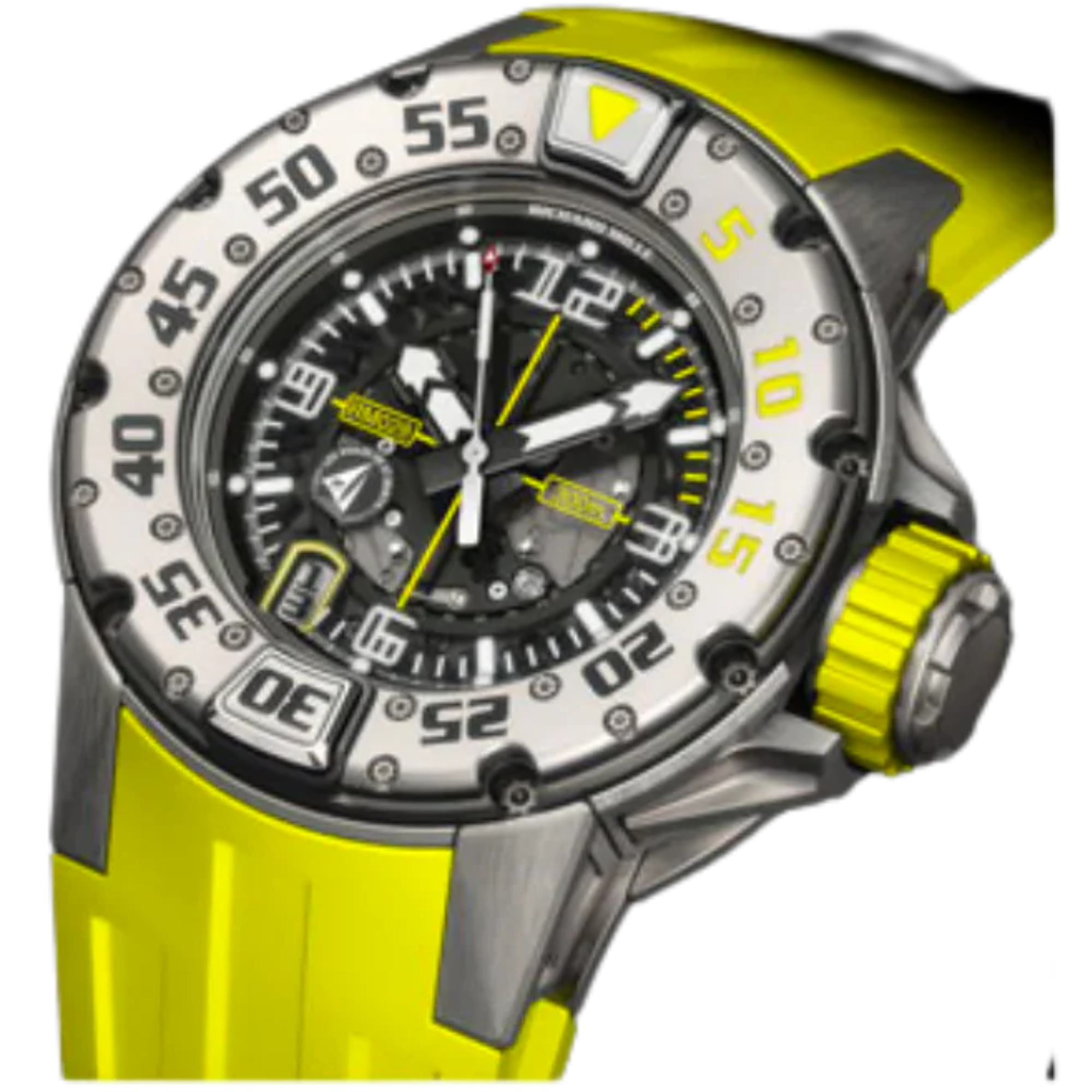 RM 028 Les Voiles de Saint Barth Yellow Rubber Strap Titanium Case