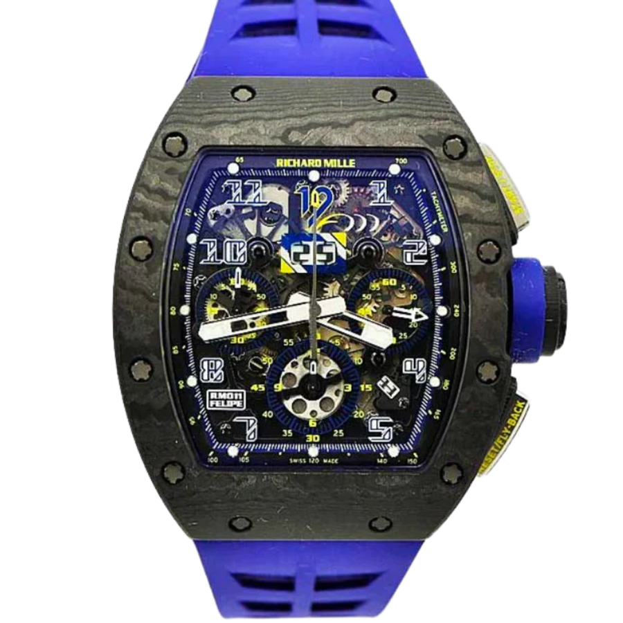 Richard Mille RM 011 Titanium Diamond-Set Rubber Strap luxury watch at 1Luxury Miami
