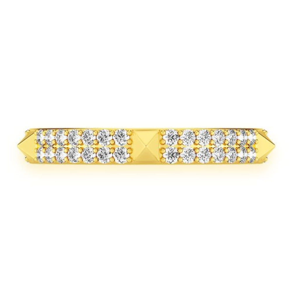Two Row Spike Diamond Ring 14k Solid Gold 0.50ctw
