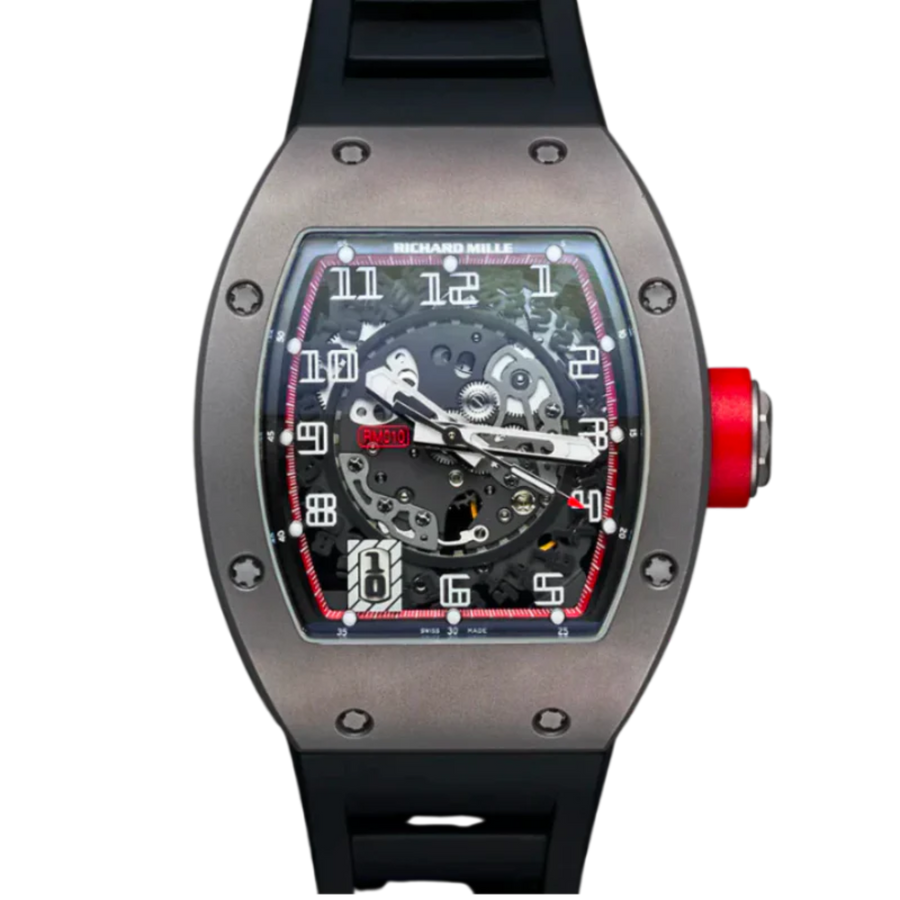 Richard Mille RM 010 Titanium Diamond-Set Rubber Strap luxury watch at 1Luxury Miami