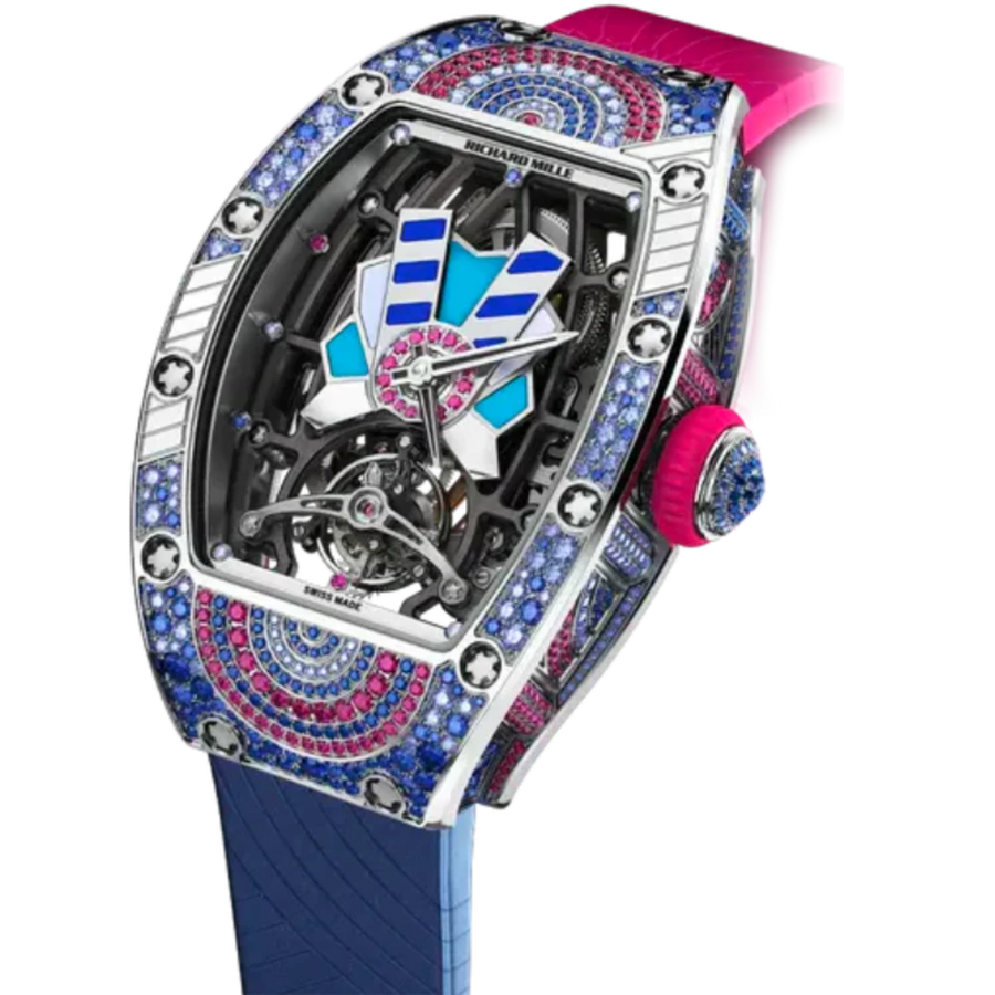 Richard Mille RM 71-02 White Gold Sapphire Diamond-Set Rubber Strap luxury watch at 1Luxury Miami