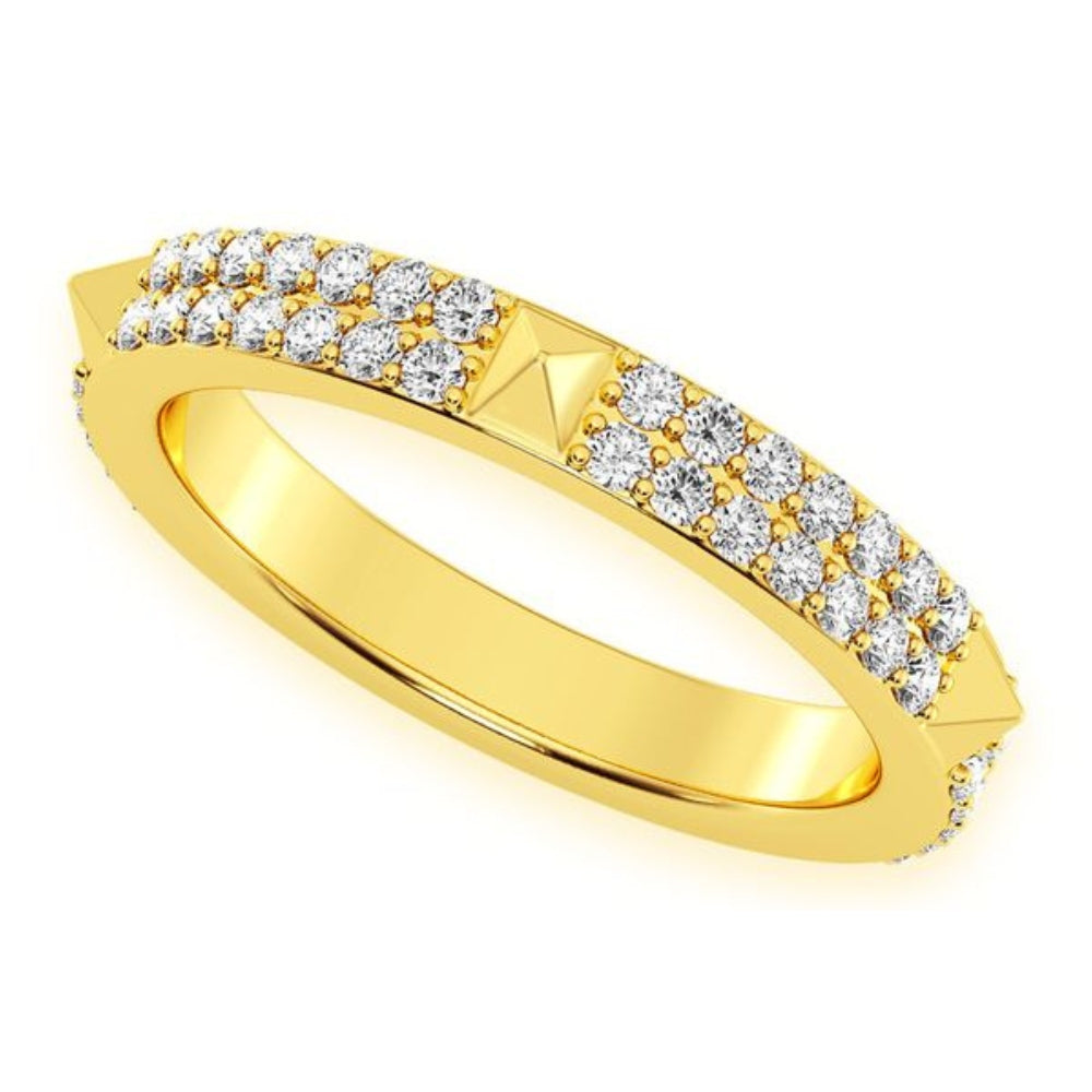 Two Row Spike Diamond Ring 14k Solid Gold 0.50ctw