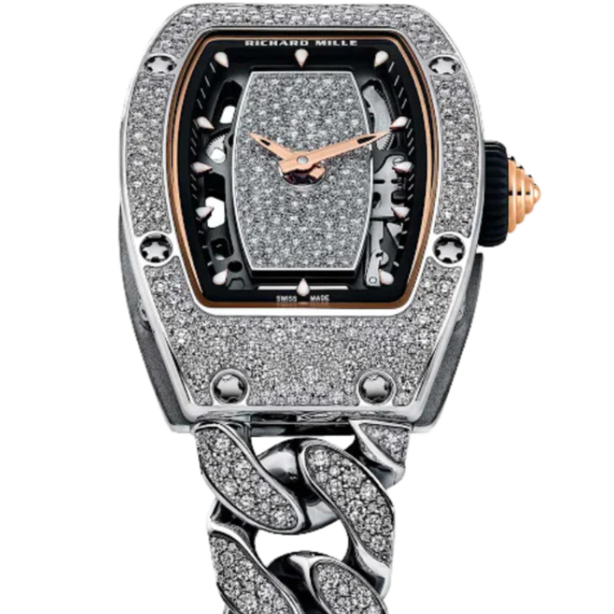 RM 07-01 Ladies’ White Gold Snow Diamond Set White Gold Bracelet White Gold Diamond Set Case