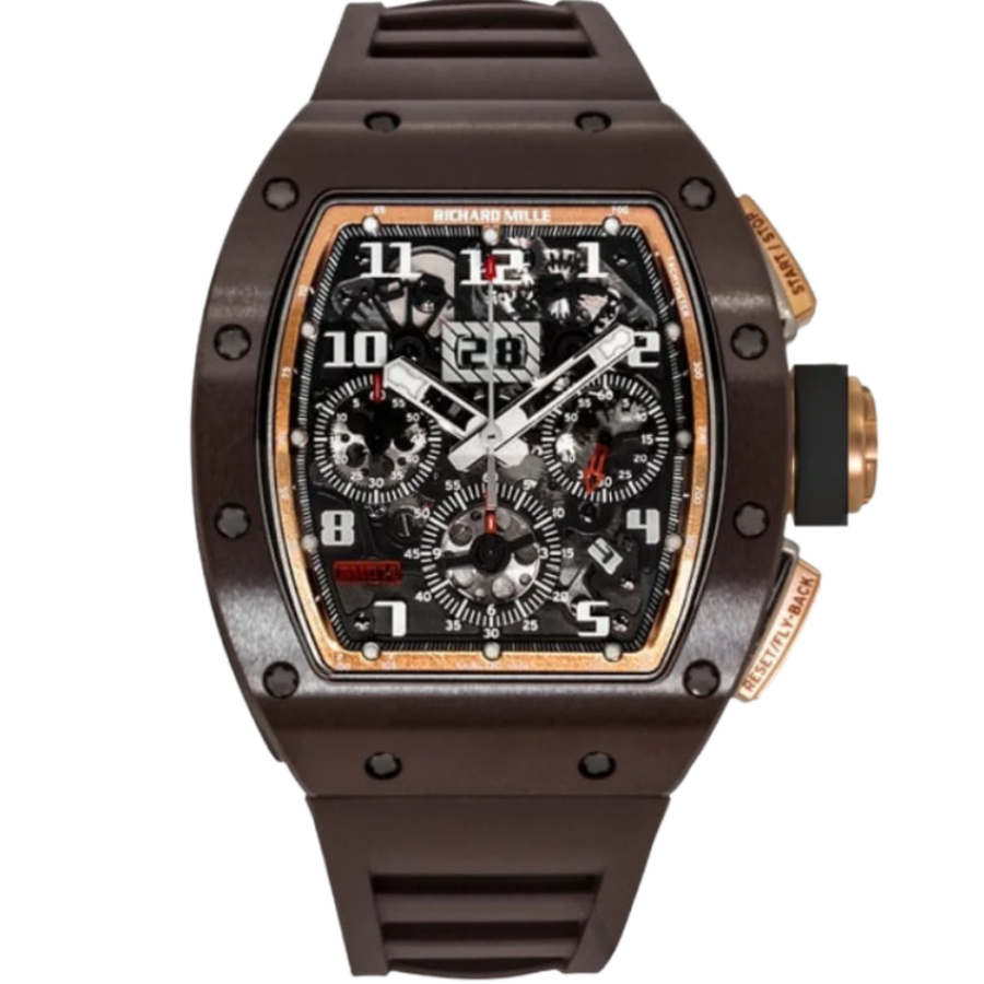 Richard Mille RM 011 Rose Gold Ceramic Diamond-Set Rubber Strap luxury watch at 1Luxury Miami