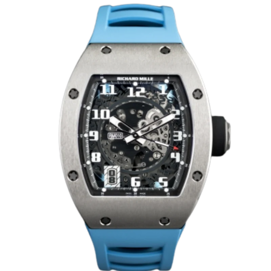 Richard Mille RM 010 White Gold Diamond-Set Rubber Strap luxury watch at 1Luxury Miami