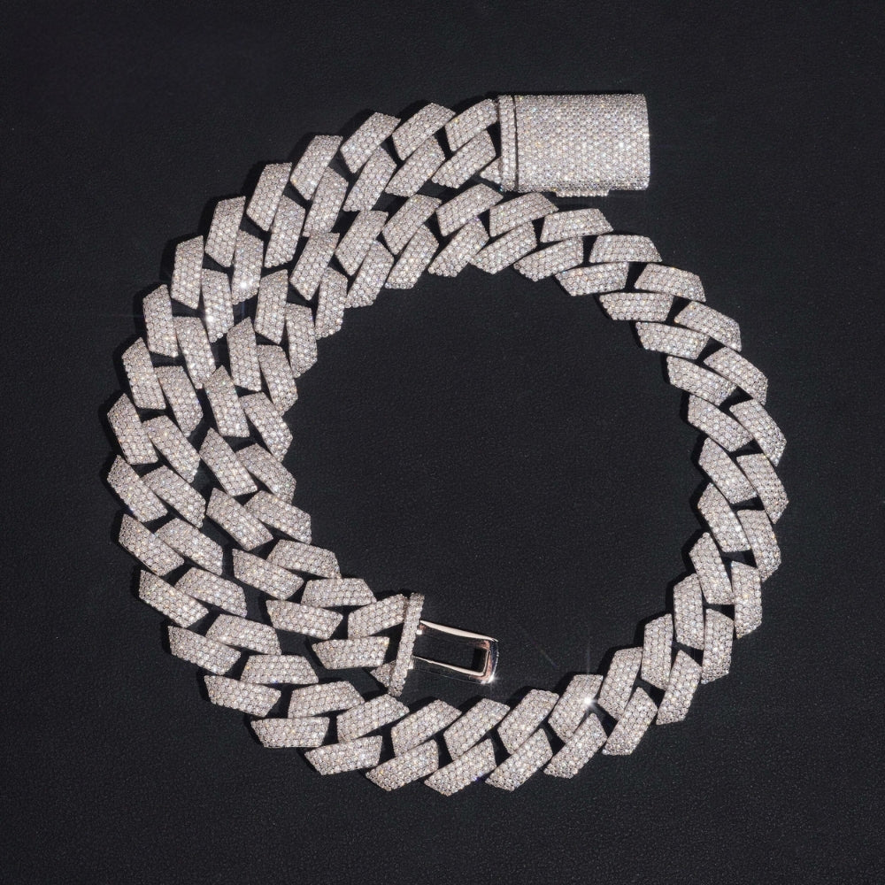 Moissanite Cuban Links Chain 18mm - 925 Sterling Silver