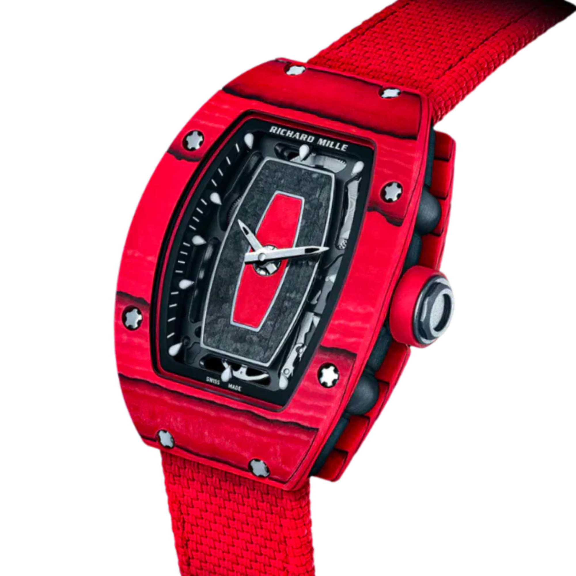 RM 07-01 Red Quartz Skeleton Dial Automatic Rubber Carbon Case