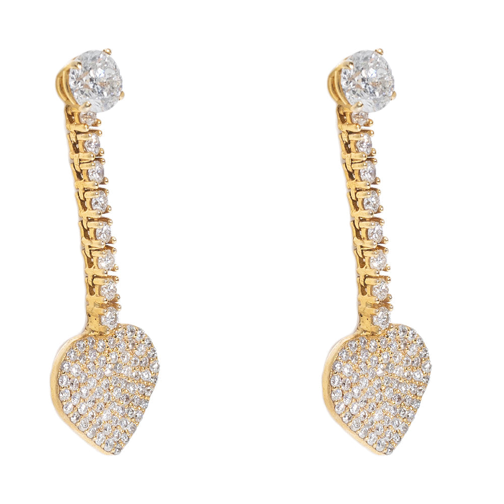 Heart Hanging Earrings With Diamonds