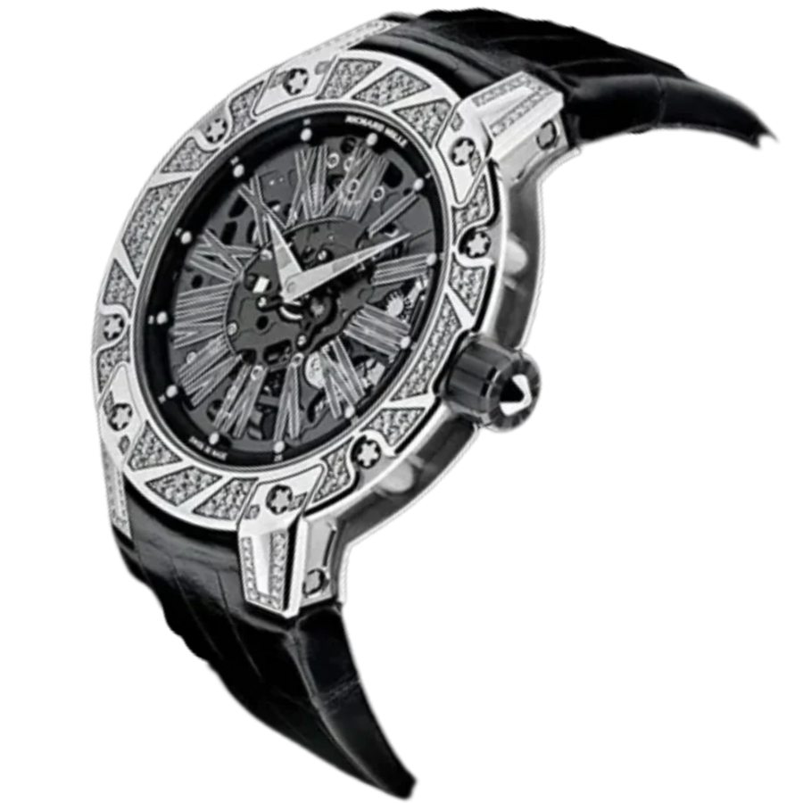 Richard Mille RM 033 Titanium Diamond-Set Leather Strap luxury watch at 1Luxury Miami