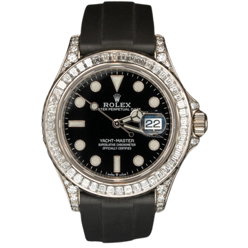 Rolex Yachtmaster Ref. 226679TBR White Gold Black Dial with Baguette Bezel/Diamond Lugs
