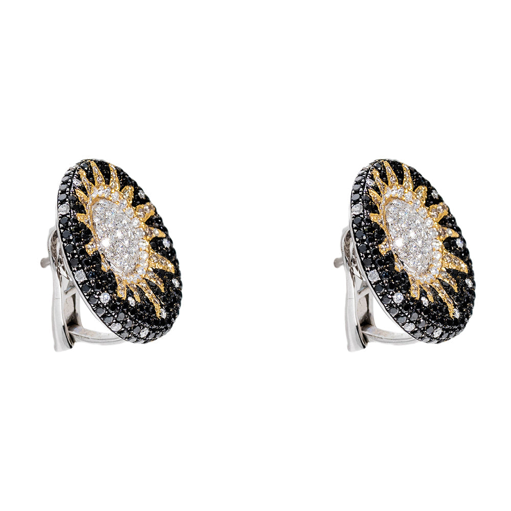 Sun Earrings With black Diamonds