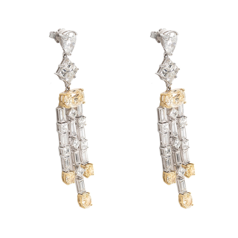 Chandelier Emerald Earrings With Fancy Yellow Stones