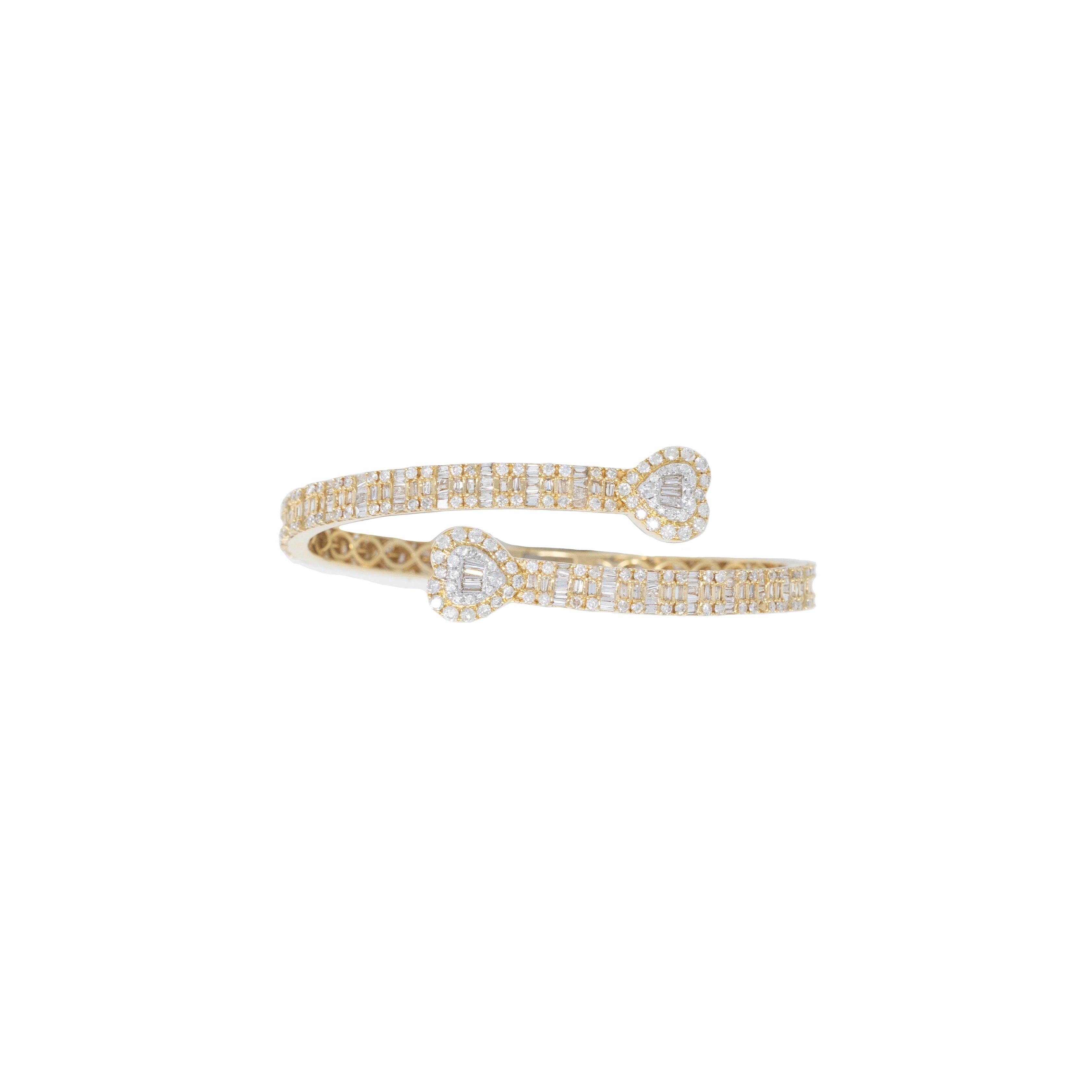 Woman's Heart Shape Baguette Bangle Bracelet
