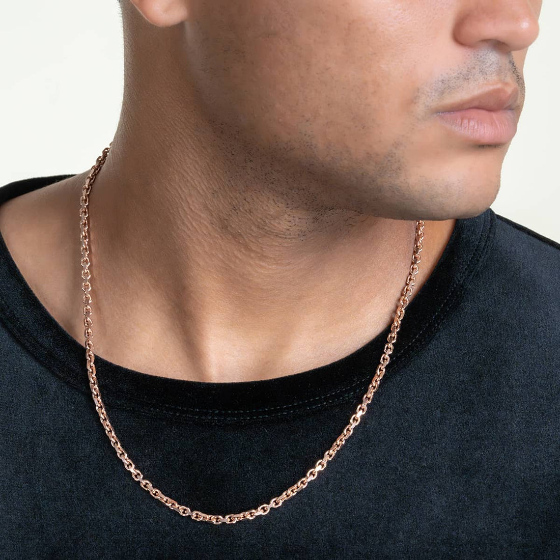 3.5mm Solid Rose Gold Cable Link Chain