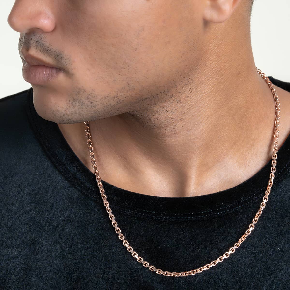 3.5mm Solid Rose Gold Cable Link Chain