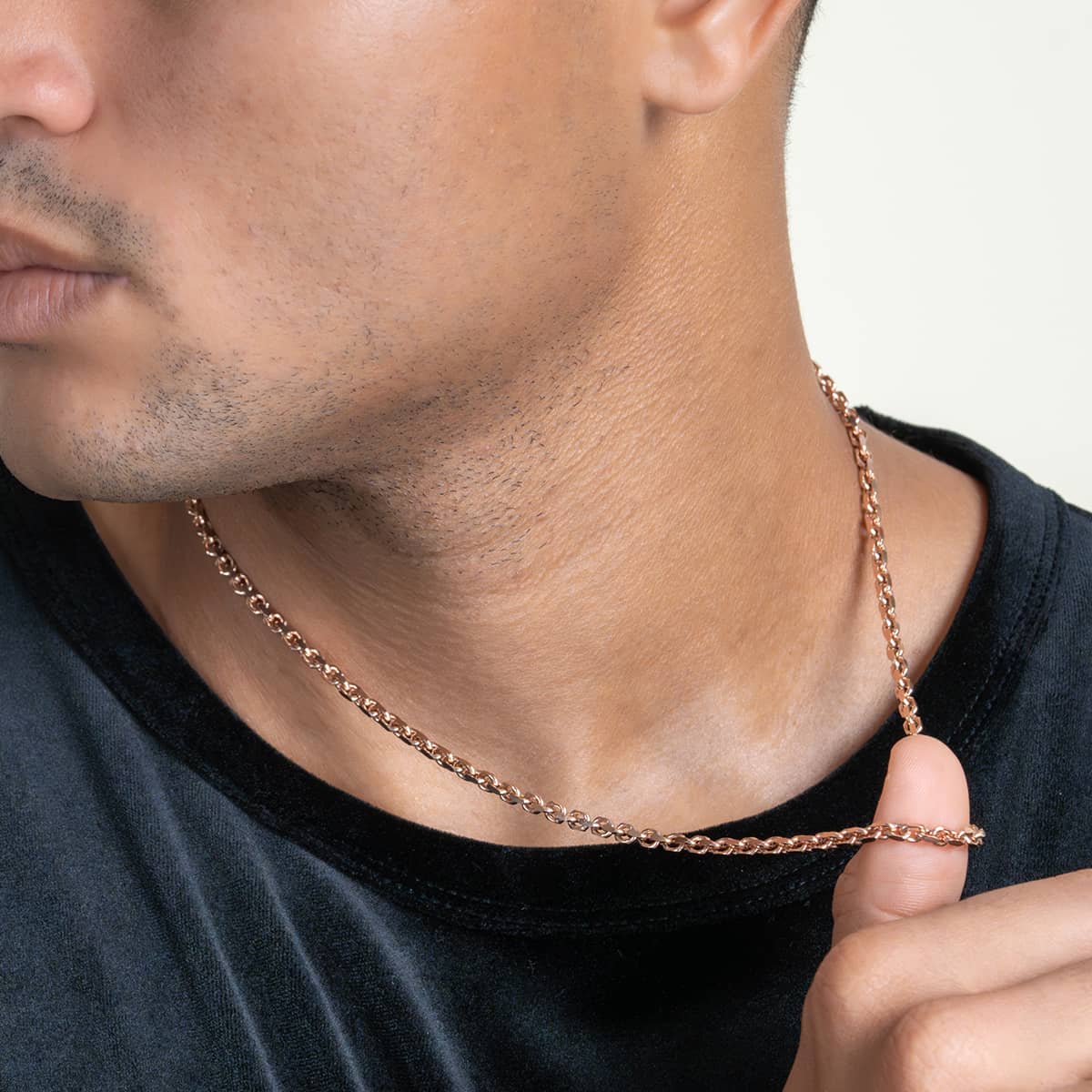 3.5mm Solid Rose Gold Cable Link Chain