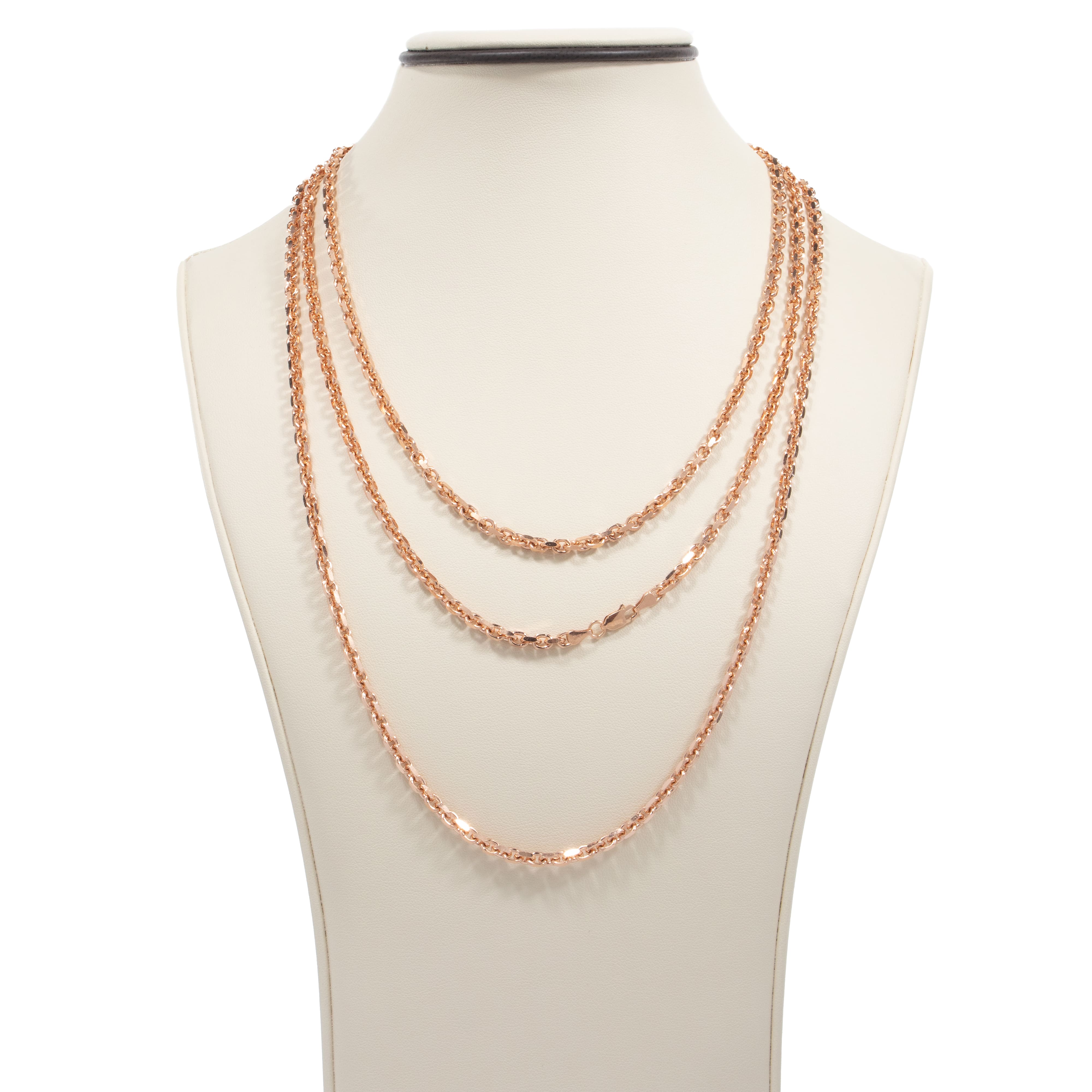 3.5mm Solid Rose Gold Cable Link Chain