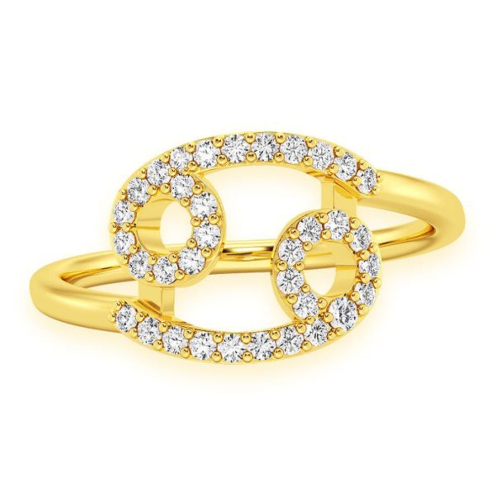 Cancer Zodiac Diamond Ring 14k Solid Gold 0.20ctw