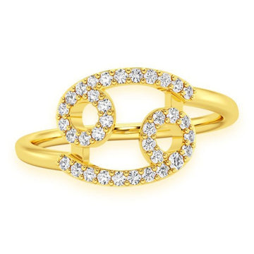 Cancer Zodiac Diamond Ring 14k Solid Gold 0.20ctw