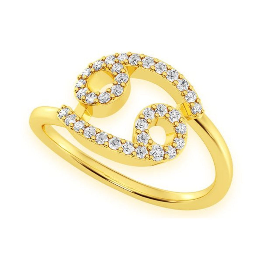 Cancer Zodiac Diamond Ring 14k Solid Gold 0.20ctw