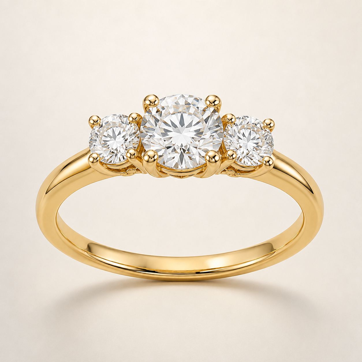 Round Three-Stone Diamond Engagement Ring Setting — additional product image