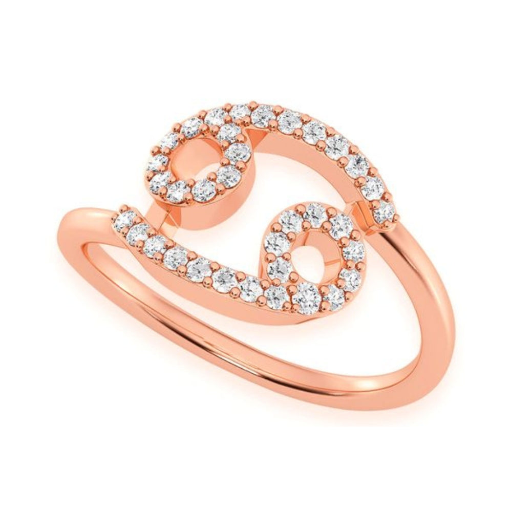 Cancer Zodiac Diamond Ring 14k Solid Gold 0.20ctw